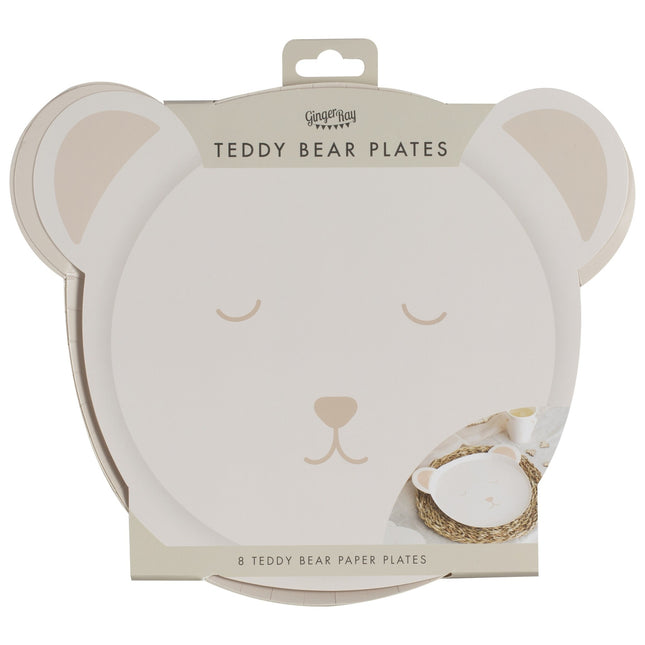 Assiettes de douche de bébé en papier Teddy 8pcs