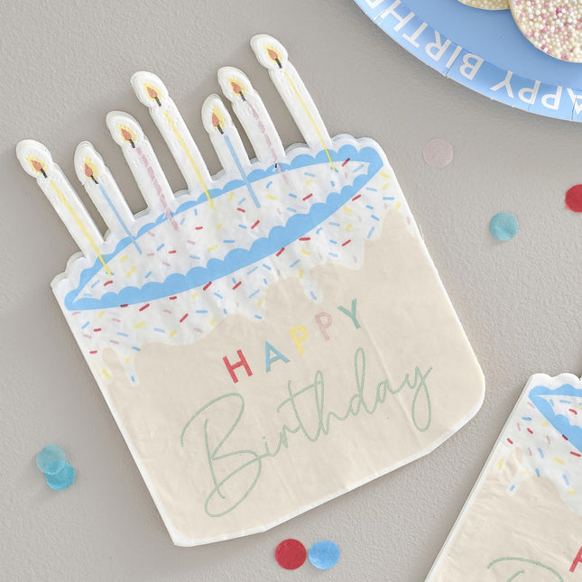 Serviettes de table Happy Birthday Cake 16.5cm 16pcs