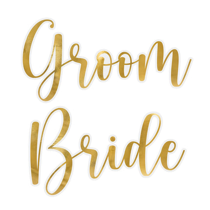 Autocollants en verre doré Groom & Bride