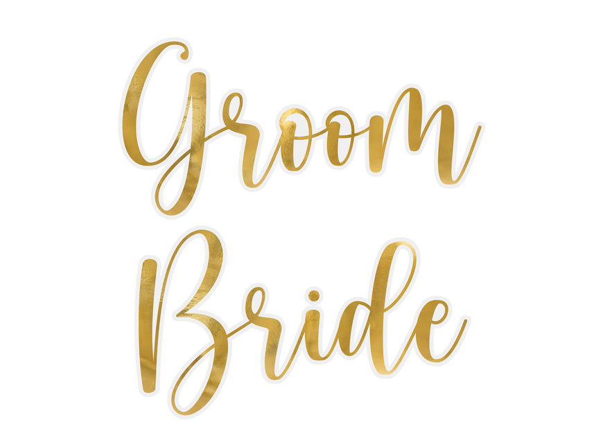 Autocollants en verre doré Groom & Bride