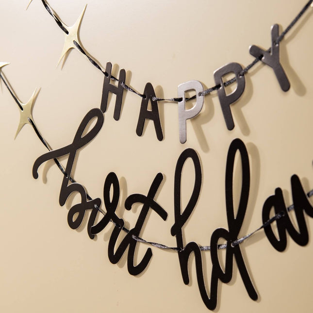 Guirlande de lettres Happy Birthday Noir 1.5m