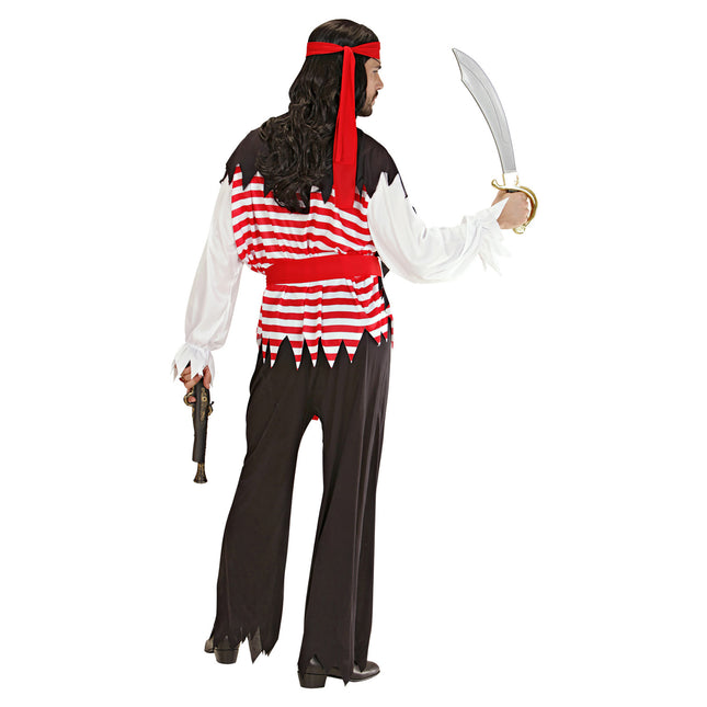 Costume de pirate Rouge Noir Hommes Rayé