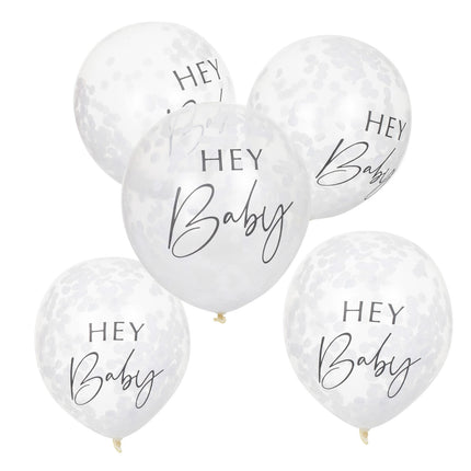 Ballons Confetti Hey Baby 30cm 5pcs