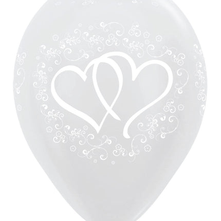 Ballons Entwinted Hearts Pearl White 30cm 25pcs