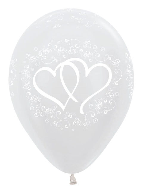 Ballons Entwinted Hearts Pearl White 30cm 25pcs