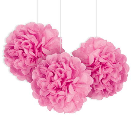 Pompon rose 20cm 3pcs