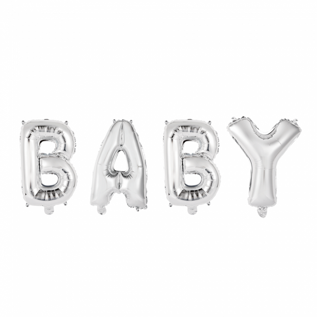 Jeu de lettres pour ballons Baby Silver 41cm