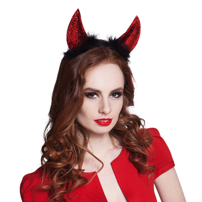 Bandeau d'Halloween Devil Glitter Red