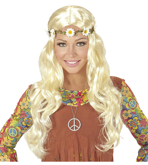 Perruque Hippie 60S Blonde avec bandeau floral