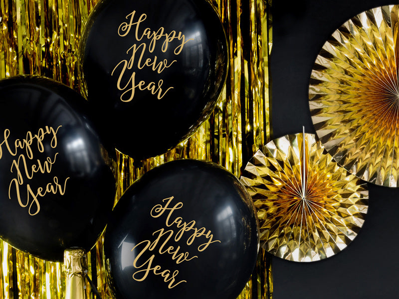 Ballons noirs de bonne année 30cm 6pcs