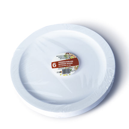 Assiettes blanches réutilisables 27cm 6pcs