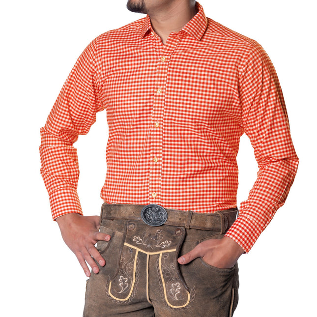 Blouse orange hommes bloqués