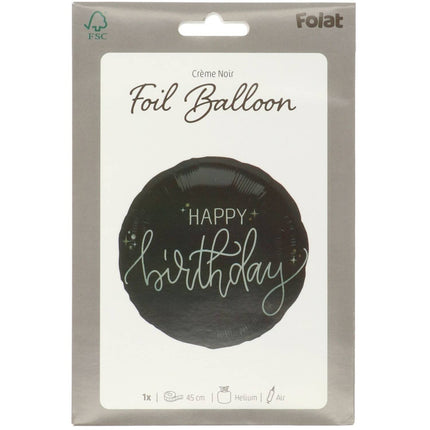 Ballon d'hélium Happy Birthday Noir Blanc Vide 45cm