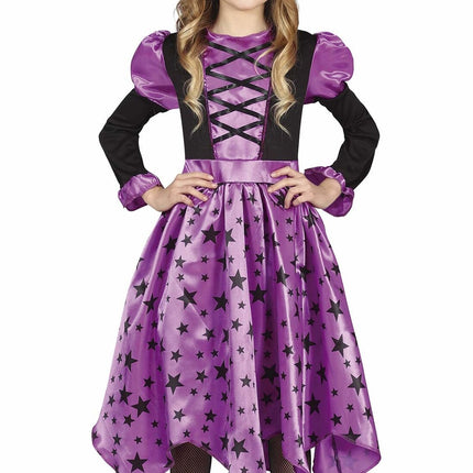 Sorcière Costume d'Halloween Fille Étoiles Mauves