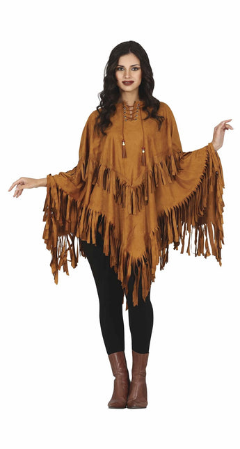 Poncho Ladies Brown M