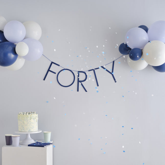 Guirlande bleue 40 ans avec ballons 1.5m