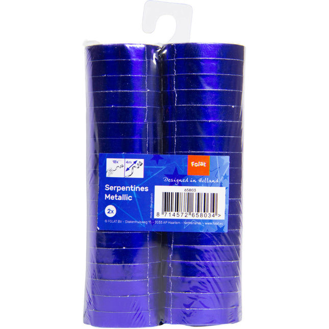 Serpentines bleues métallisées 4m 18 anneaux 2pcs