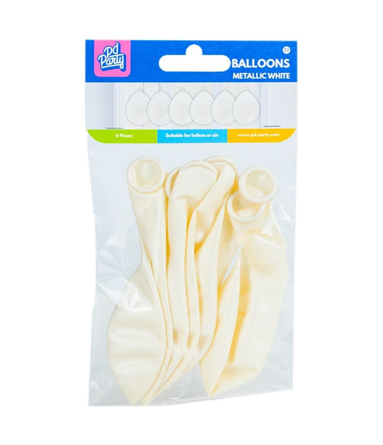 Ballons blancs métallisés 30cm 6pcs