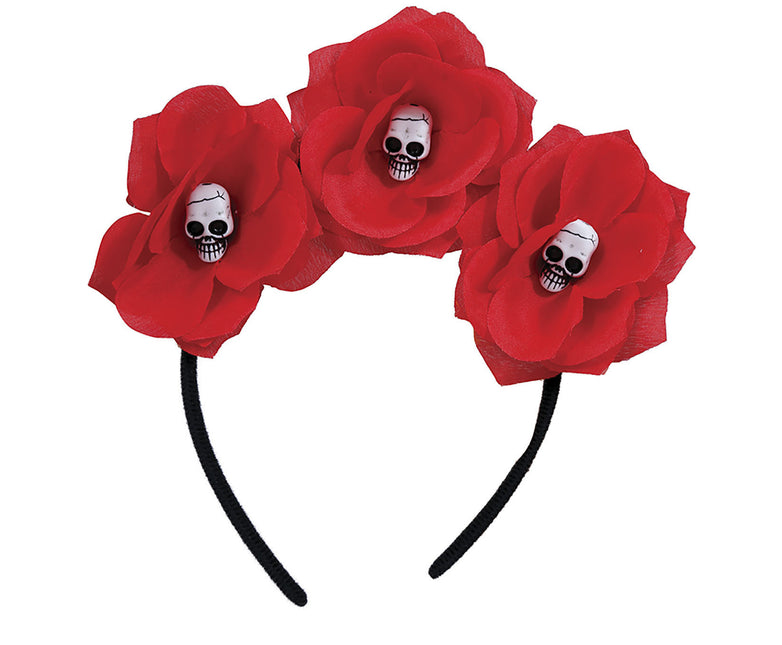 Bandeau Fleurs avec têtes de mort