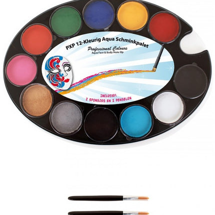 PXP Palette Basic 12 X 4 Grammes avec 2 éponges et 2 crayons