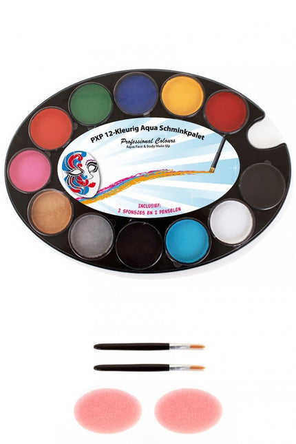 PXP Palette Basic 12 X 4 Grammes avec 2 éponges et 2 crayons