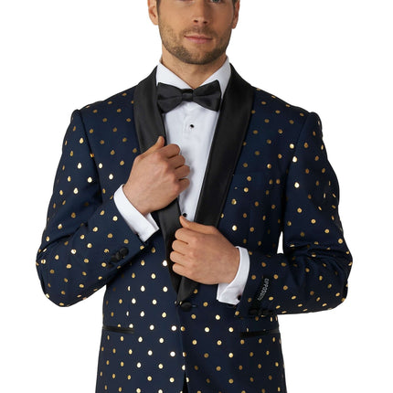 Tuxedo bleu foncé or à pois hommes <tc>OppoSuits</tc>