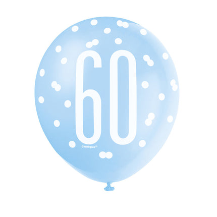 Ballons 60 Years Dots Blue 30cm 6pcs