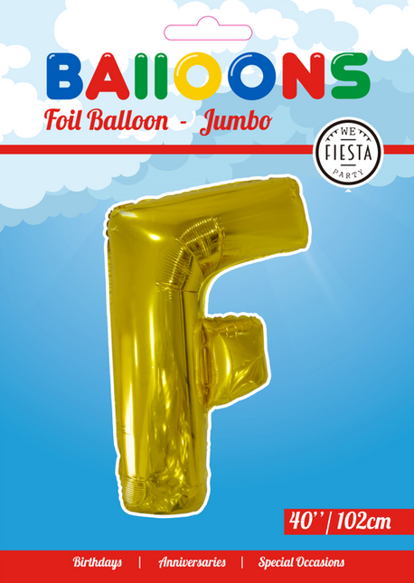 Ballon de baudruche Lettre F Or XL 102cm vide