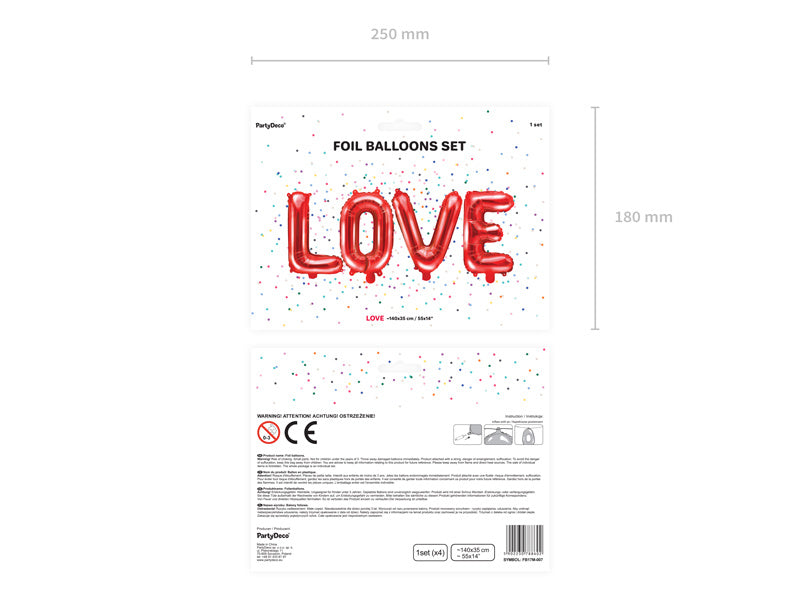 Ensemble de ballons de lettres Love Red Empty 1.4m