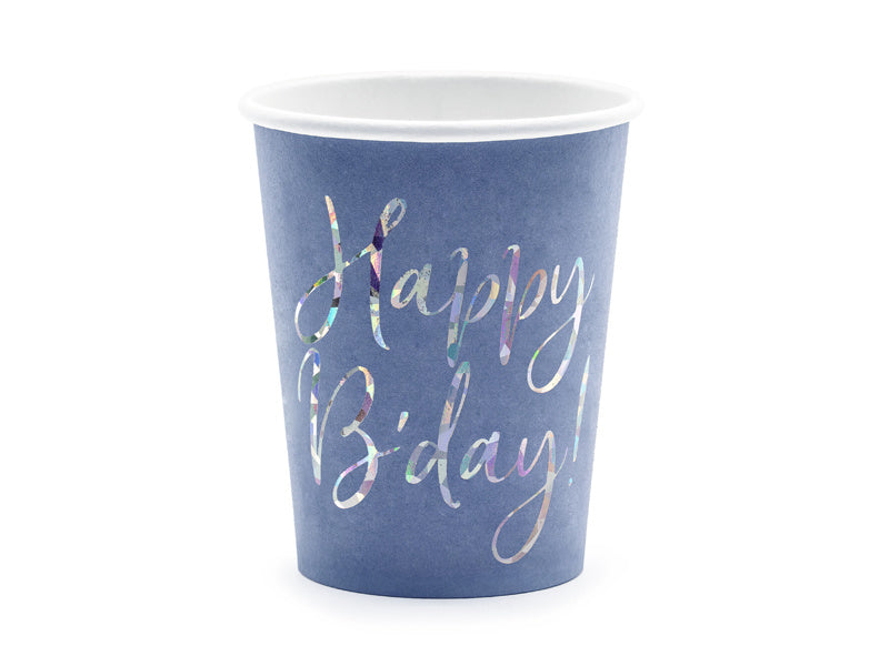 Tasses Happy Birthday Bleu 220ml 6pcs