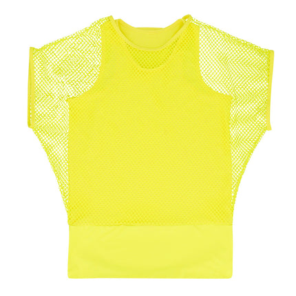 Chemise en résille Jaune Dames M/L