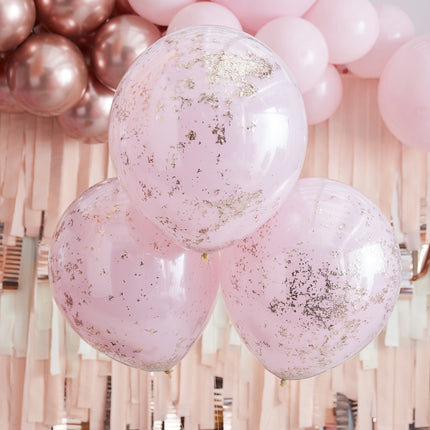 Ballons Confetti Rose Double Couche 45cm 3pcs