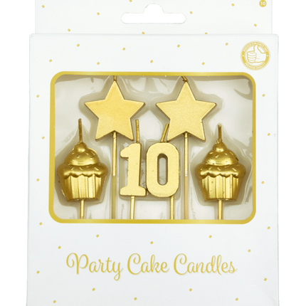 Bougies 10 ans Cupcake Or 17,5cm