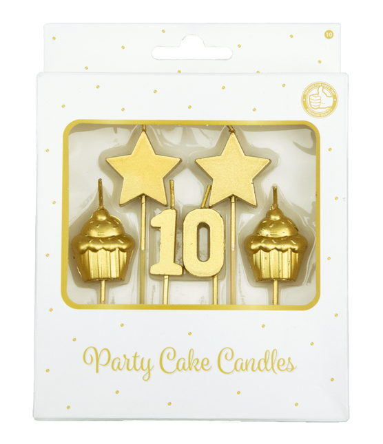 Bougies 10 ans Cupcake Or 17,5cm