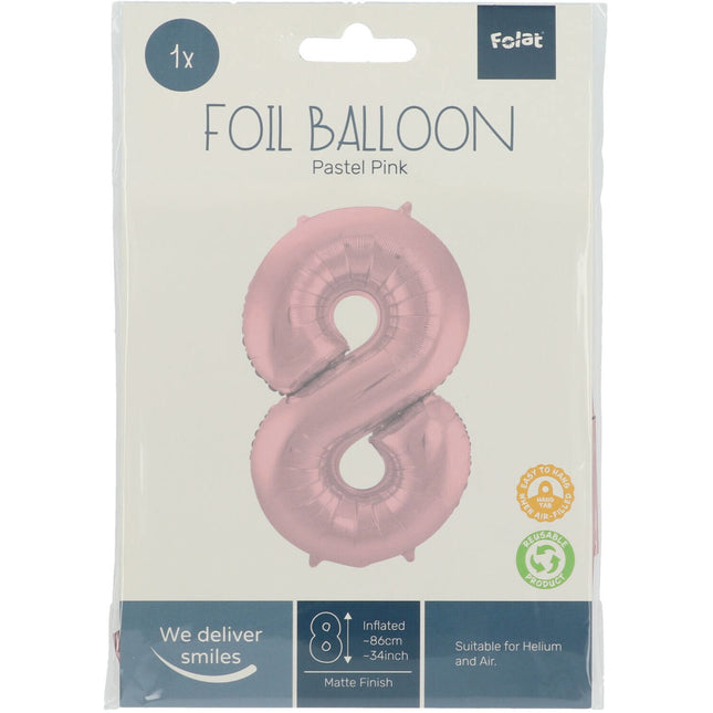 Ballon de baudruche Figure 8 Rose Pastel XL 86cm vide