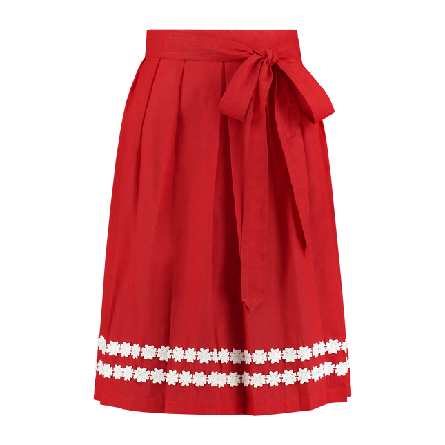 Tablier Oktoberfest rouge pour dames avec rubans floraux