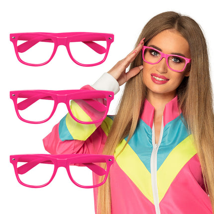 Lunettes rose fluo 3pcs