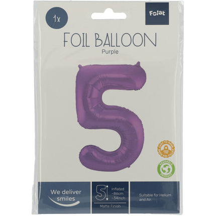 Ballon de baudruche Figure 5 Matt Purple XL 86cm vide