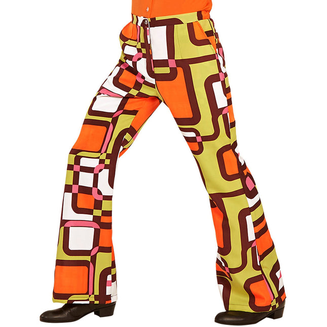 Pantalon Disco 70S Vert Orange Hommes