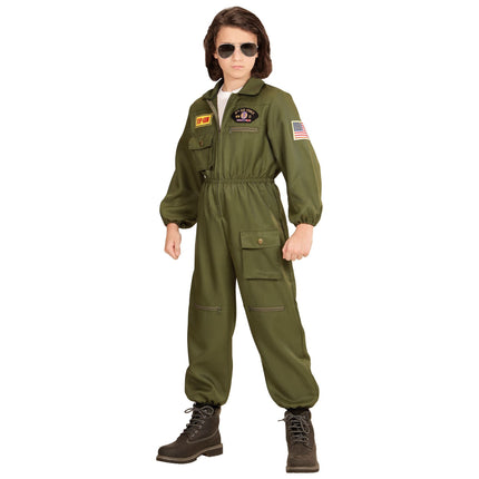 Costume de pilote vert foncé enfant