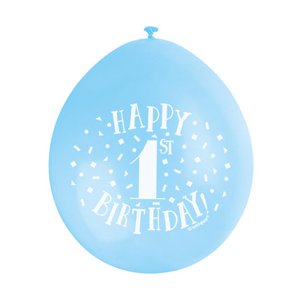 Ballons 1 an Joyeux anniversaire Bleu 28cm 10pcs