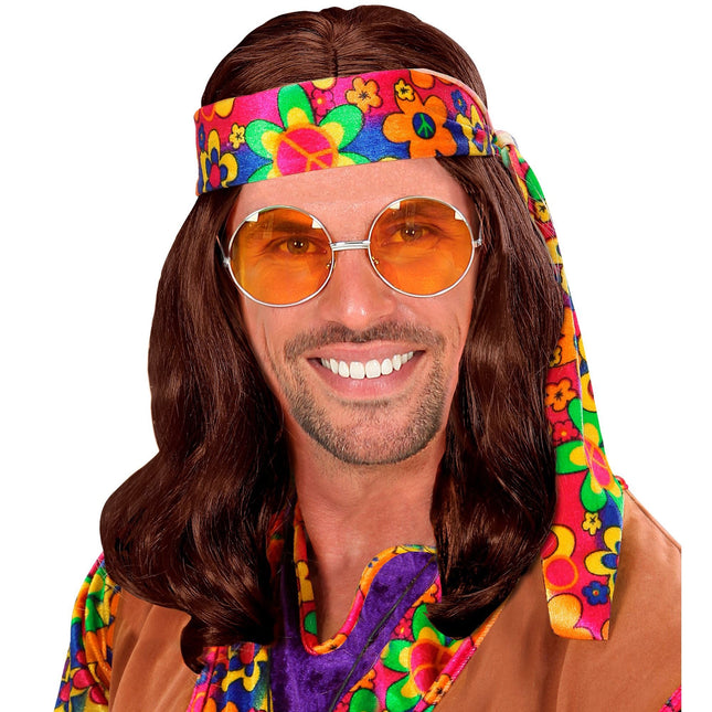 Perruque hippie brune