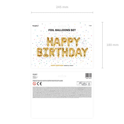 Jeu de ballons lettre Happy Birthday or vide 3.4m