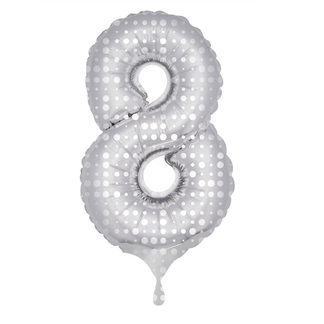 Ballon de baudruche Figure 8 Silver Dots XL 86cm vide