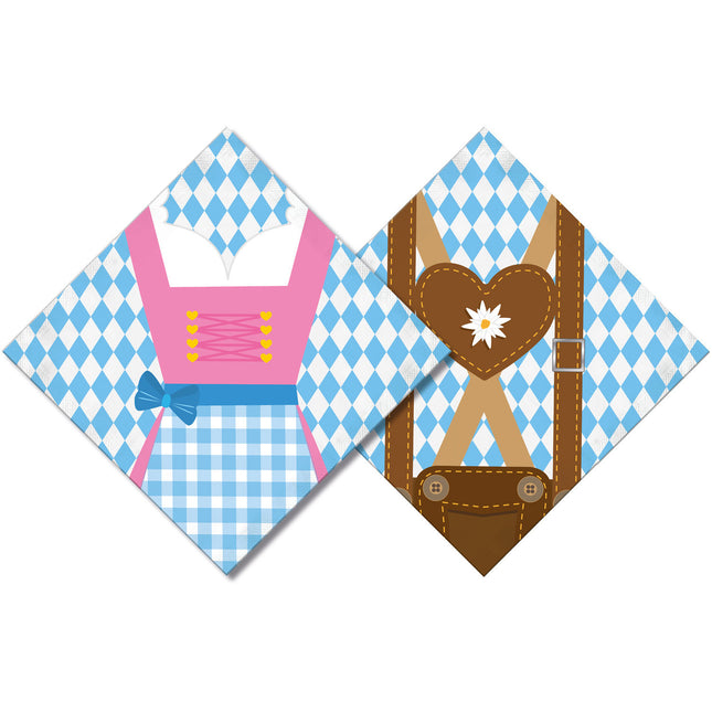 Serviettes de table Oktoberfest Lederhosen Dirndl 20pcs