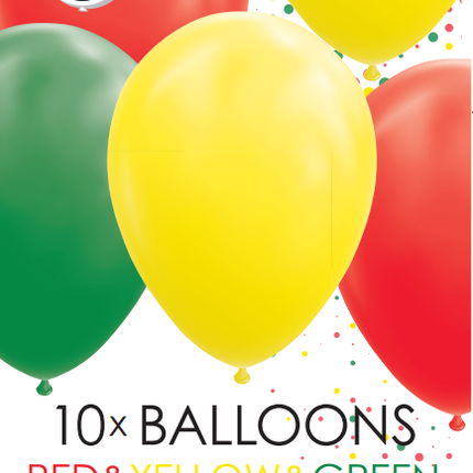 Ballons rouges jaunes verts 30cm 10pcs