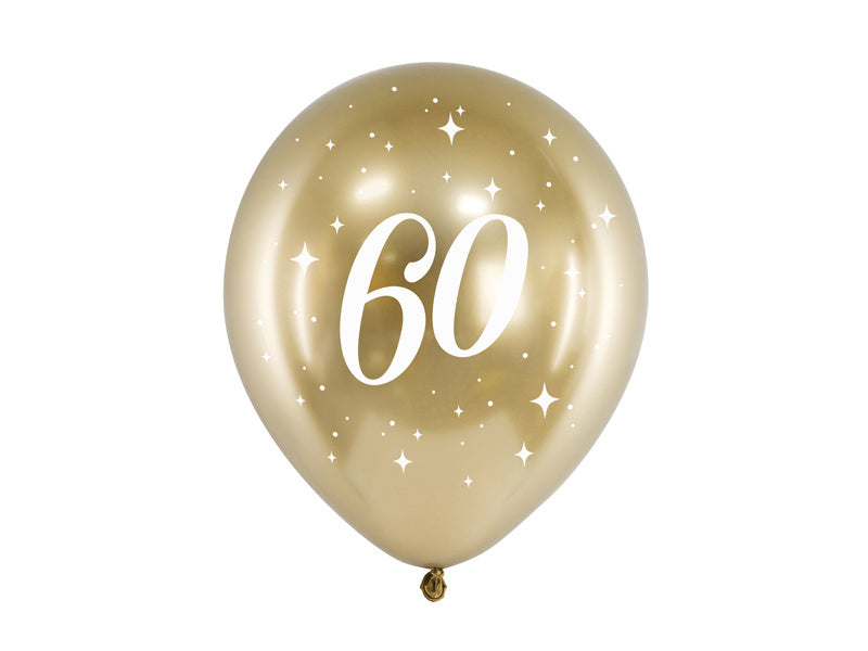 Ballons 60 ans or 30cm 6pcs