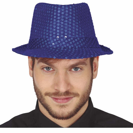 Chapeau bleu pailleté