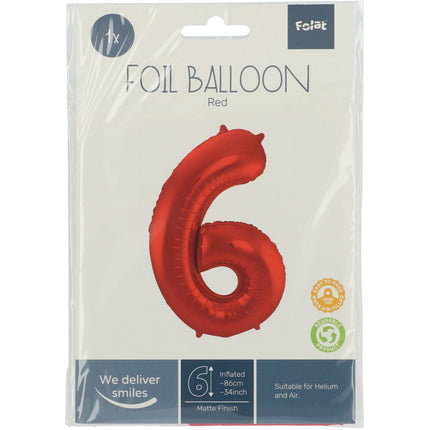 Ballon de baudruche Figure 6 Rouge mat XL 86cm vide