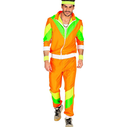 Neon 80S Tracksuit Faulty Green Orange